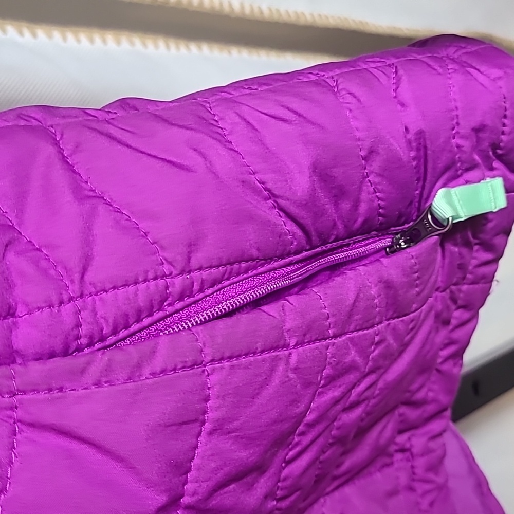 Women's THE NORTH FACE Pink/Purple w/ Green Accent Full-Zip Quilted Jacket Sz S - Picture 4 of 5